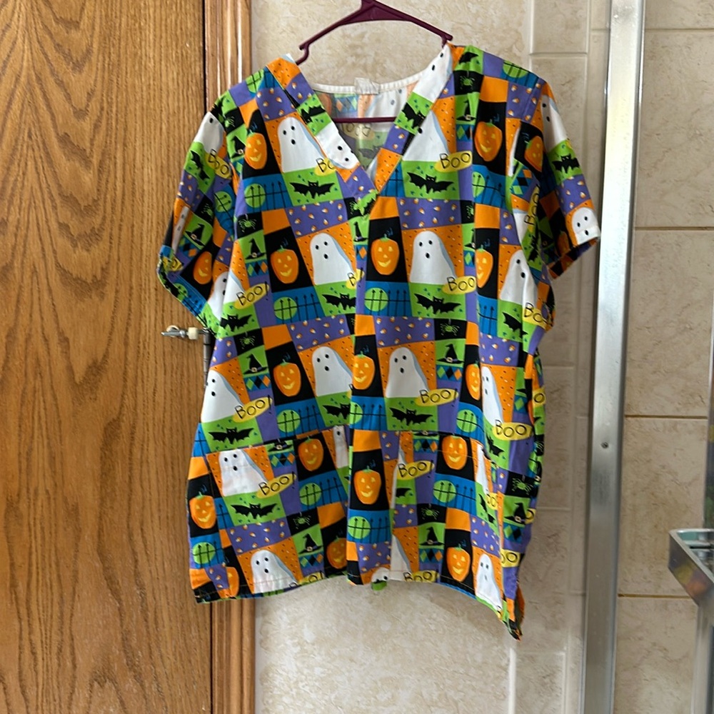 Halloween scrub top